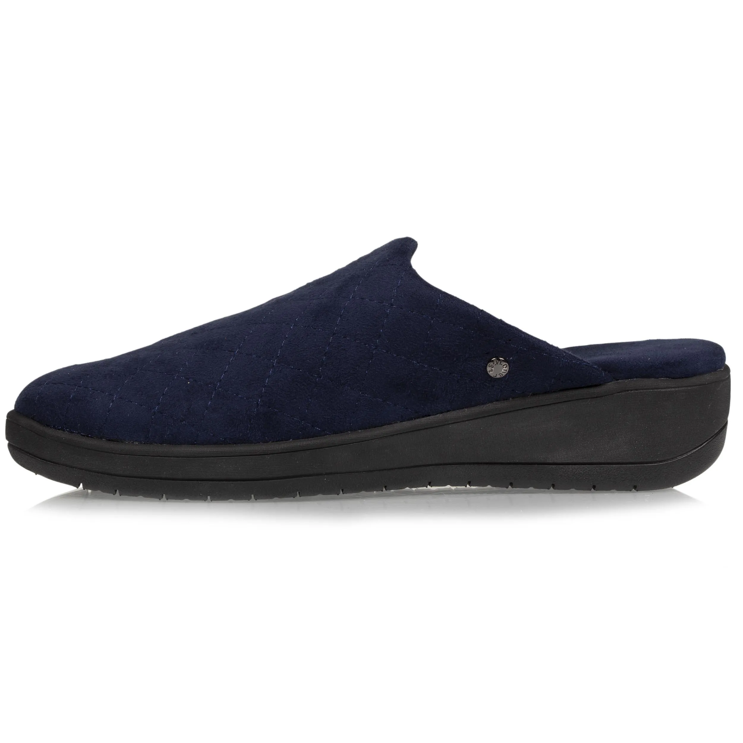 Chaussons mules Femme talon Marine matelassé